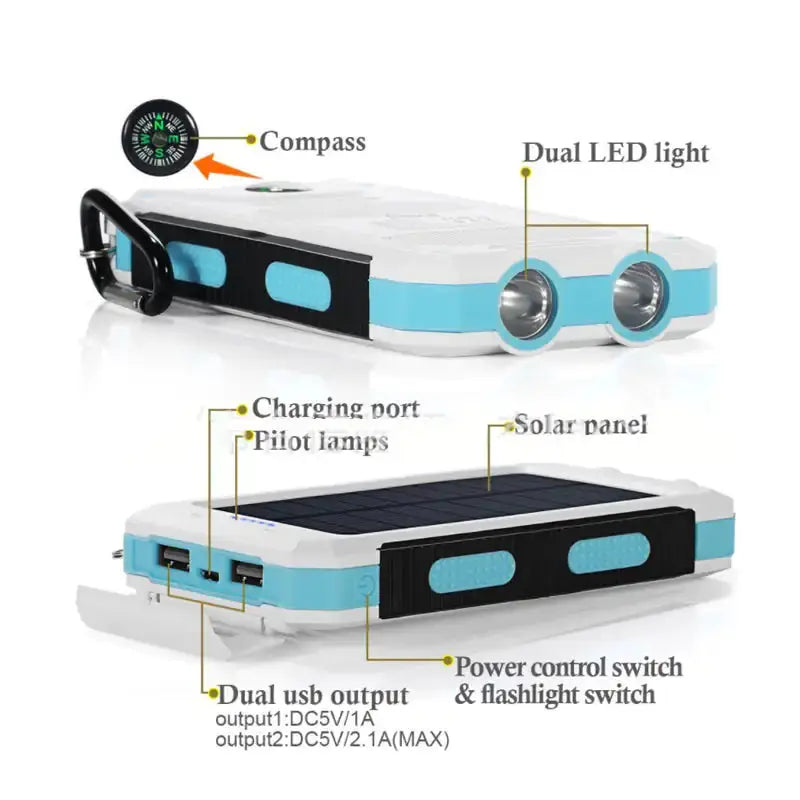 Jumbo Capacity 20,000 mAh Waterproof Solar Power Bank Gadgeto