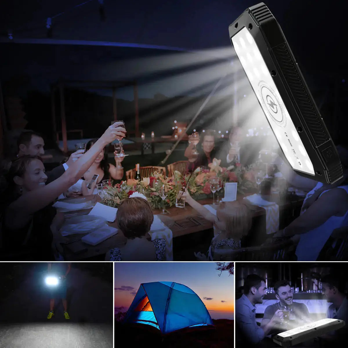 Sun Chaser Solar Powered Wireless Phone Charger 20,000 mAh With LED Flood Light Gadgeto