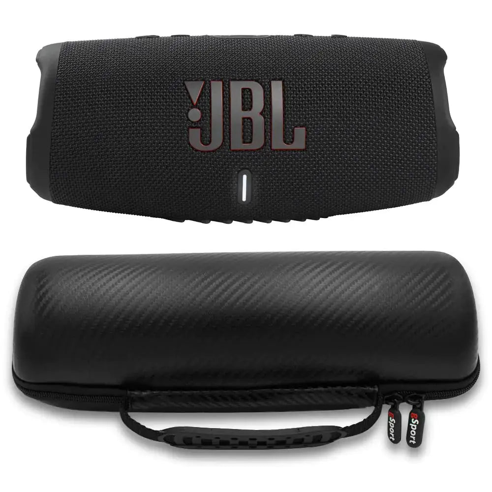 JBL Charge 5 Waterproof Portable Speaker with Built-in Powerbank and gSport Carbon Fiber Case (Black) Gadgeto