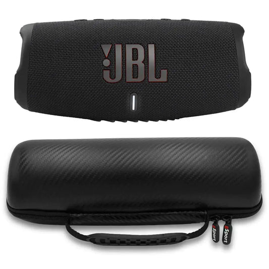JBL Charge 5 Waterproof Portable Speaker with Built-in Powerbank and gSport Carbon Fiber Case (Black) Gadgeto